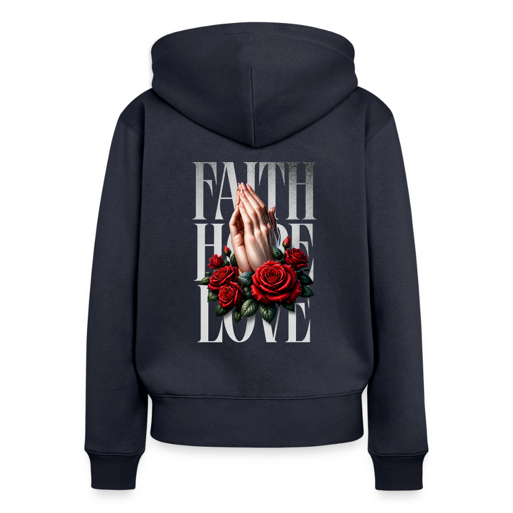 FAITH, HOPE, LOVE Premium Kapuzenjacke - navy