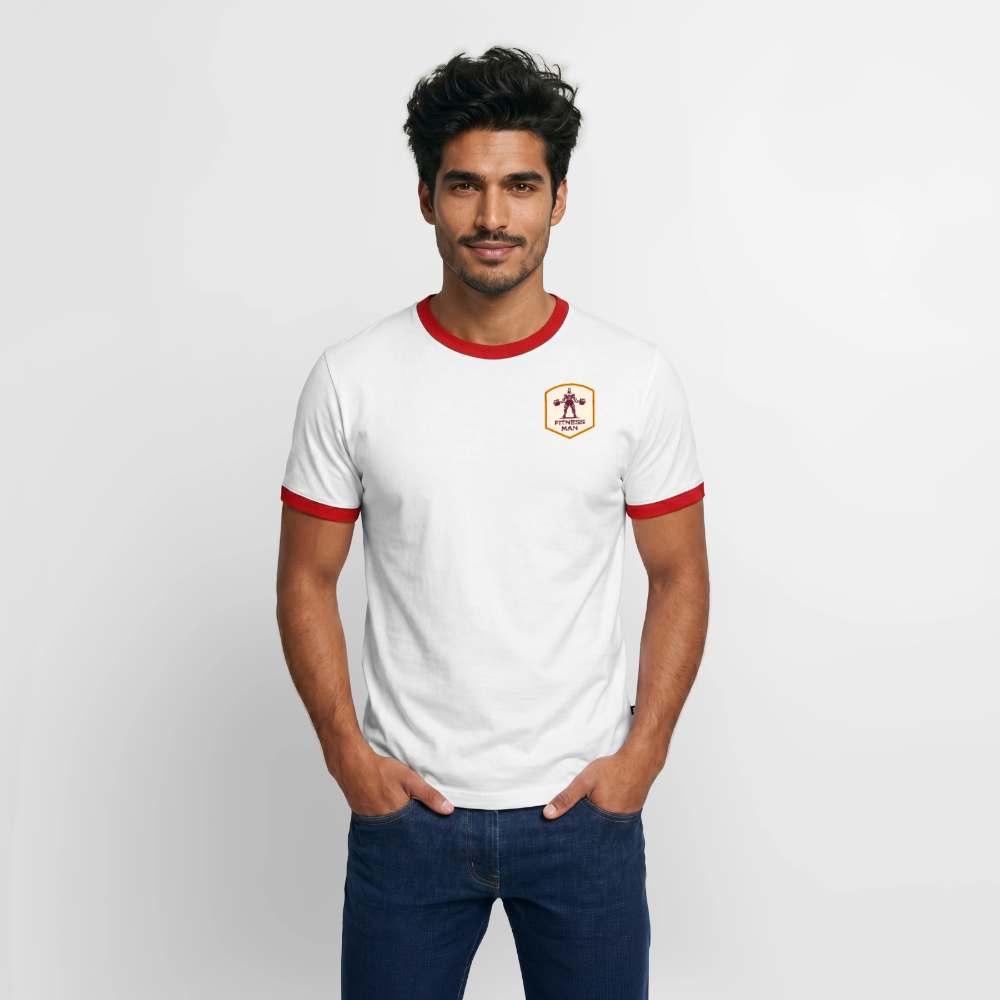Fitness Man Kontrast T-Shirt - white/red 