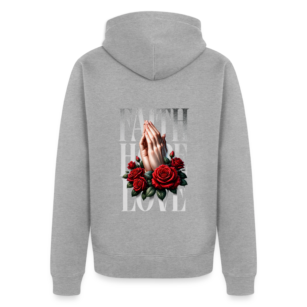 FAITH, HOPE, LOVE Premium Kapuzenjacke - heather grey