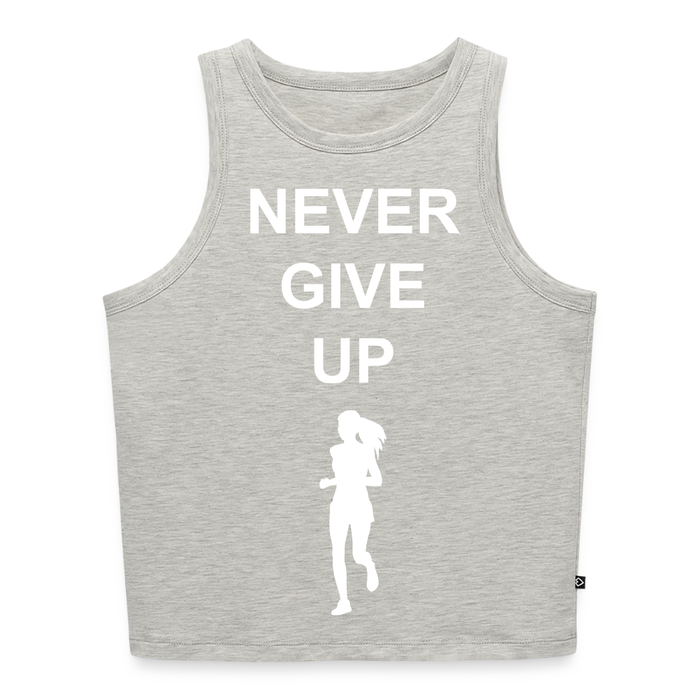 NEVER GIVE UP Cropped Tank Top - heather grey