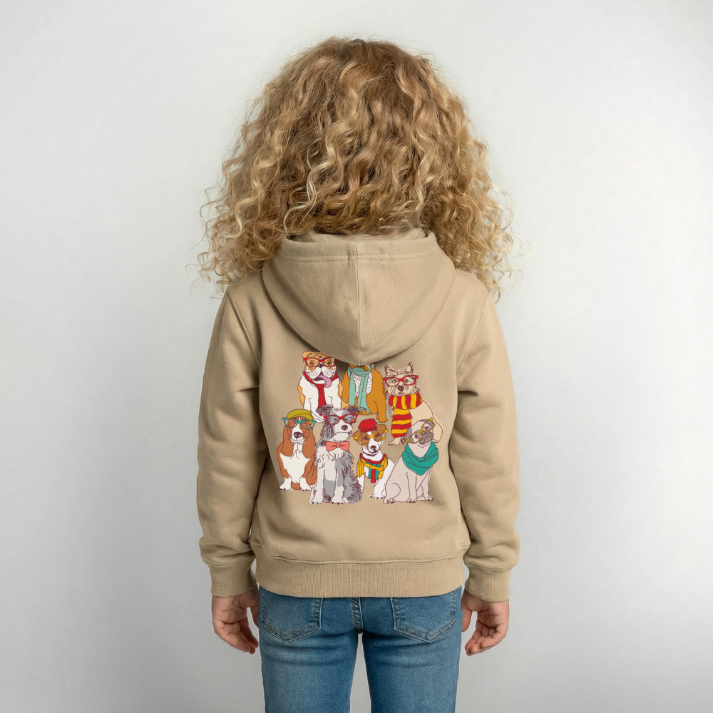 Hunde mit Brille Kinder Hoodie - sand