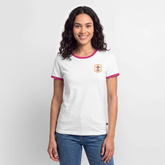 Fitness Girl Kontrast T-Shirt - white/fuchsia