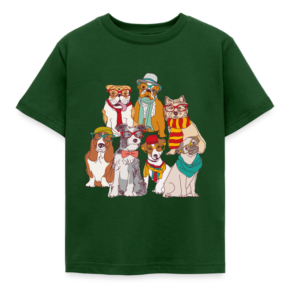 Hunde mit Brille Kinder T-Shirt - forest green