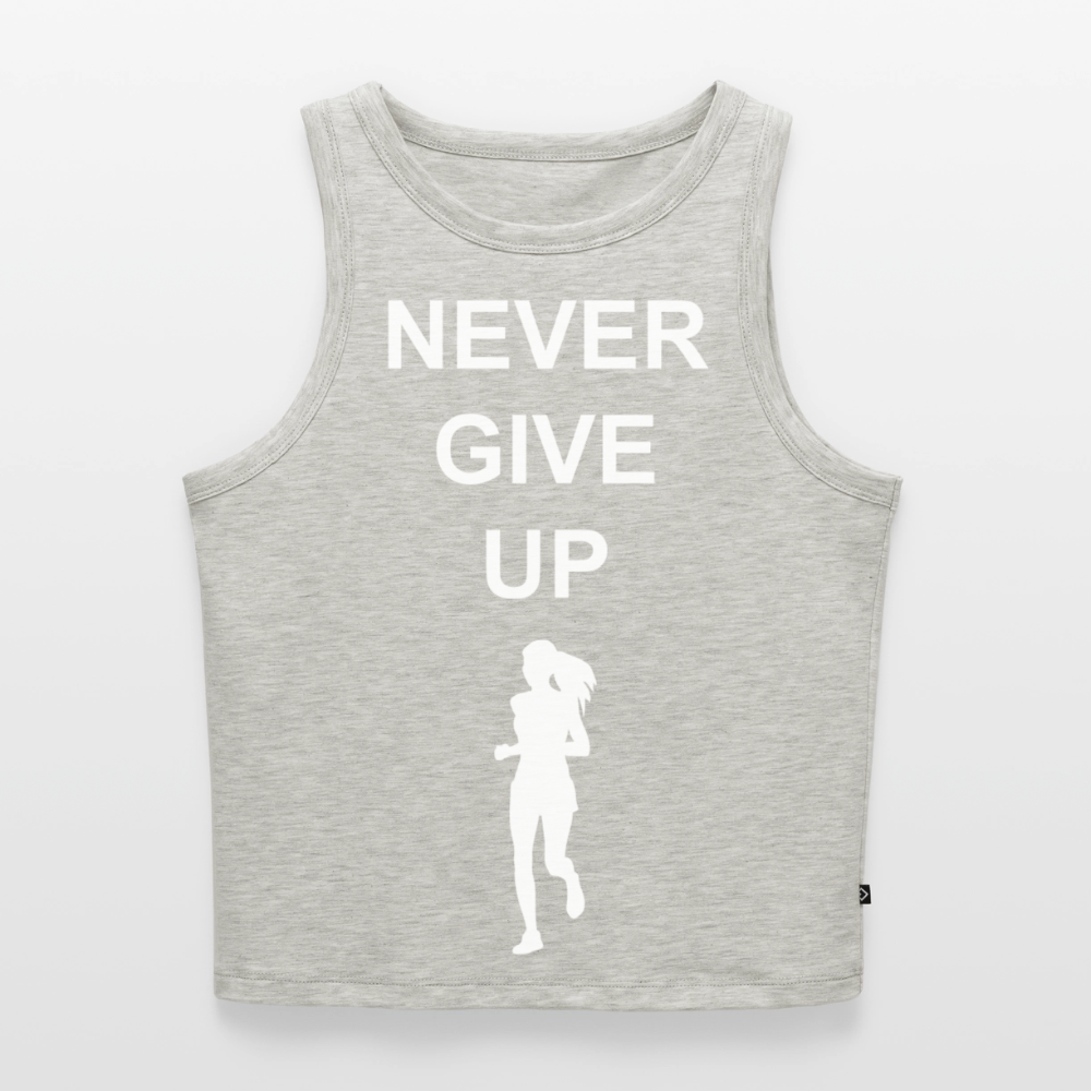 NEVER GIVE UP Cropped Tank Top - heather grey