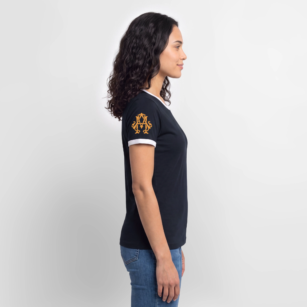 Fitness Girl Kontrast T-Shirt - navy/white 