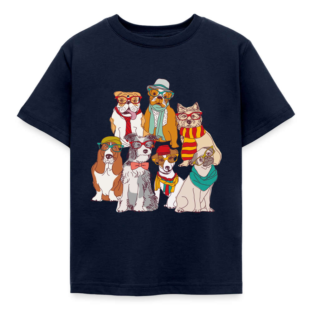 Hunde mit Brille Kinder T-Shirt - navy