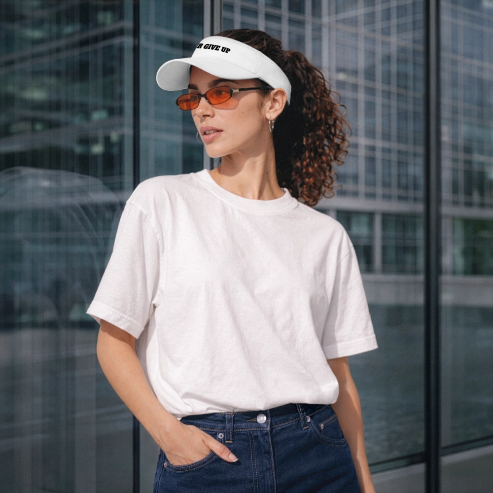 Never give up Sun Visor Cap - white