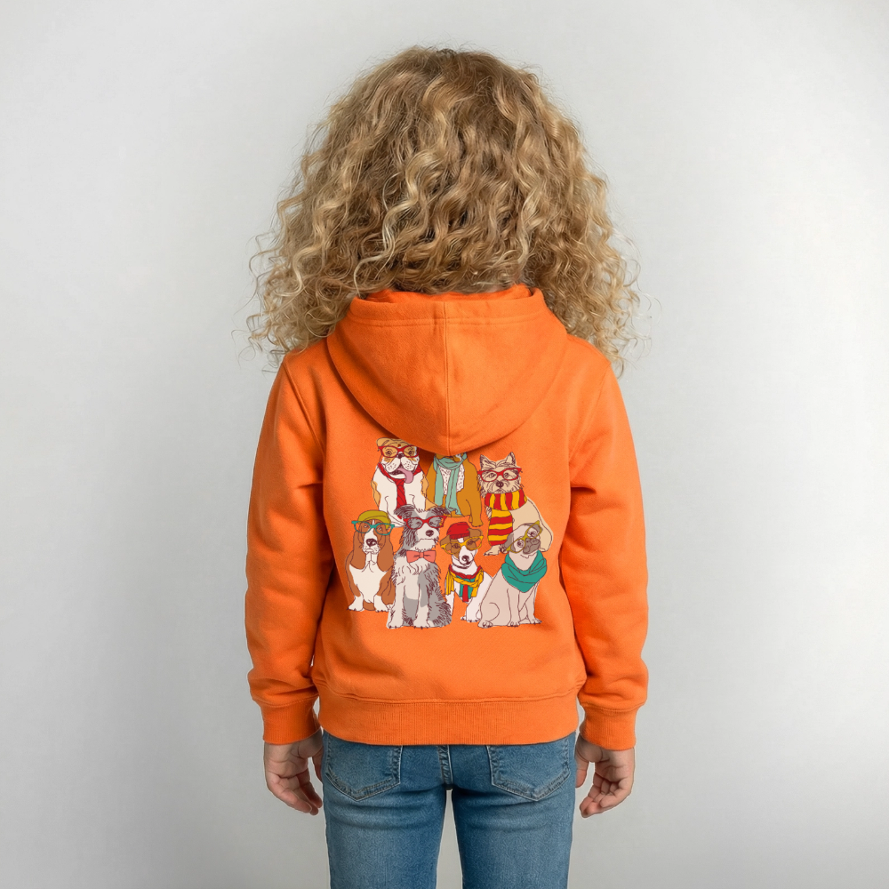 Hunde mit Brille Kinder Hoodie - orange