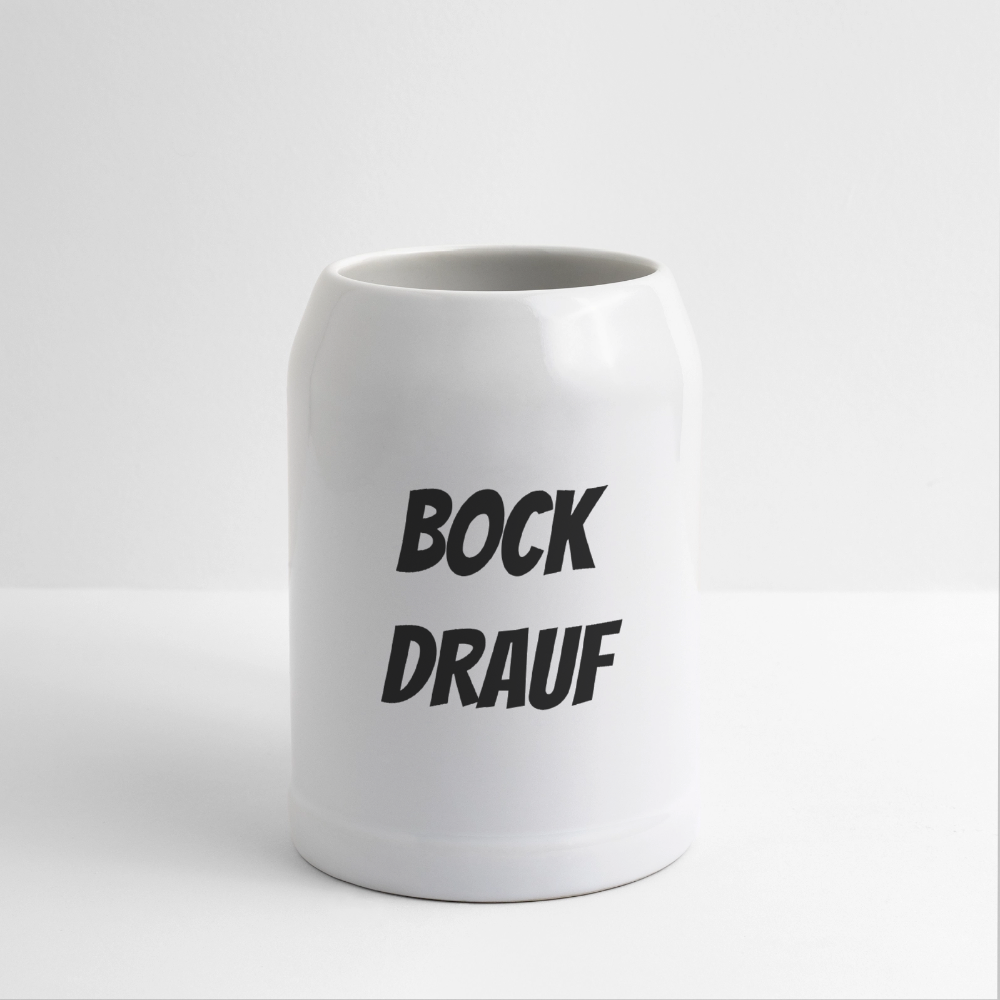 Bock Drauf Bierkrug - white