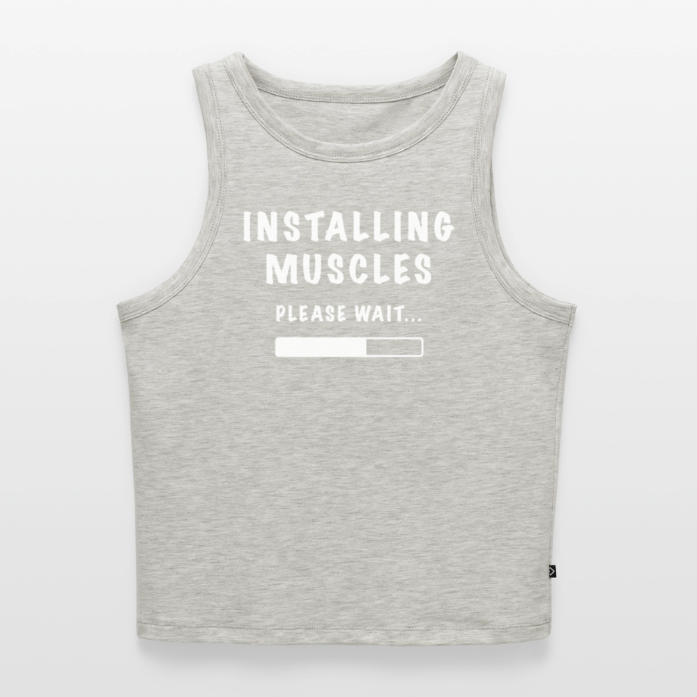 INSTALLING MUSCLES  Premium Cropped Tank Top - heather grey