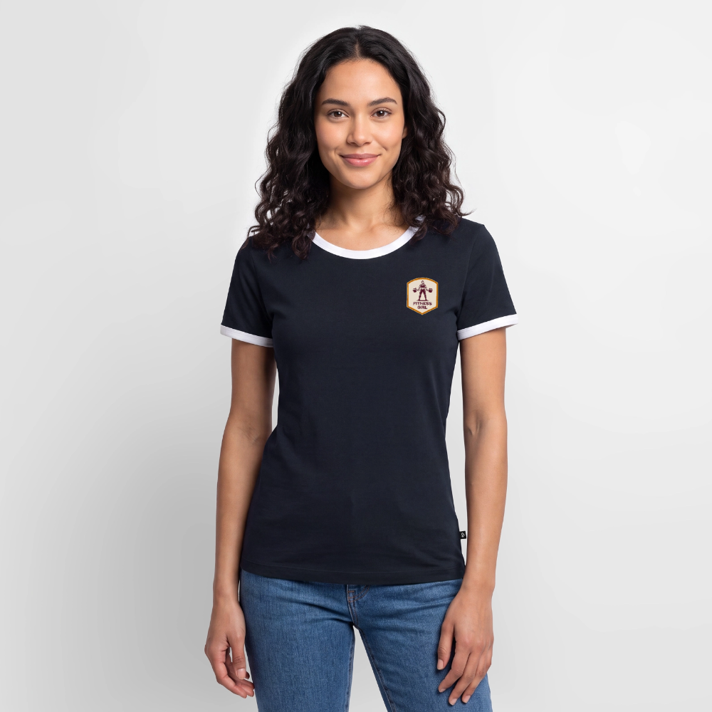 Fitness Girl Kontrast T-Shirt - navy/white 