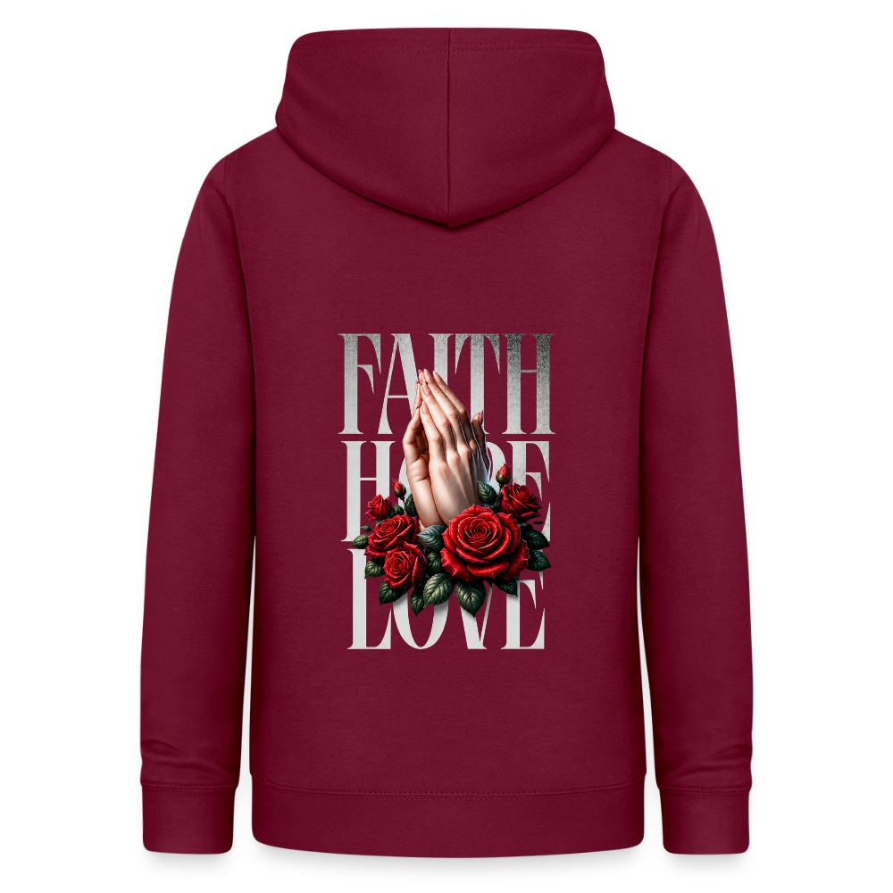 FAITH, HOPE, LOVE Hoodie - bordeaux