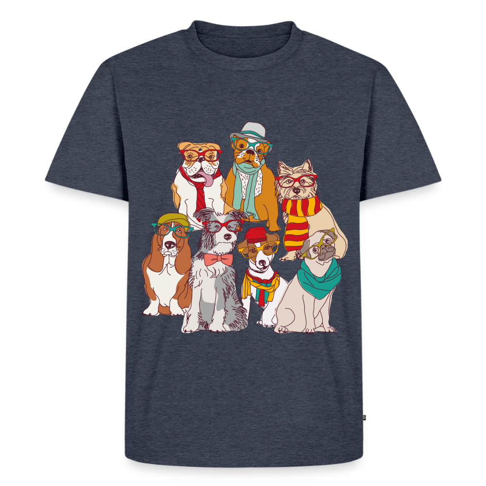 Hunde mit Brille Premium T-Shirt - heather denim