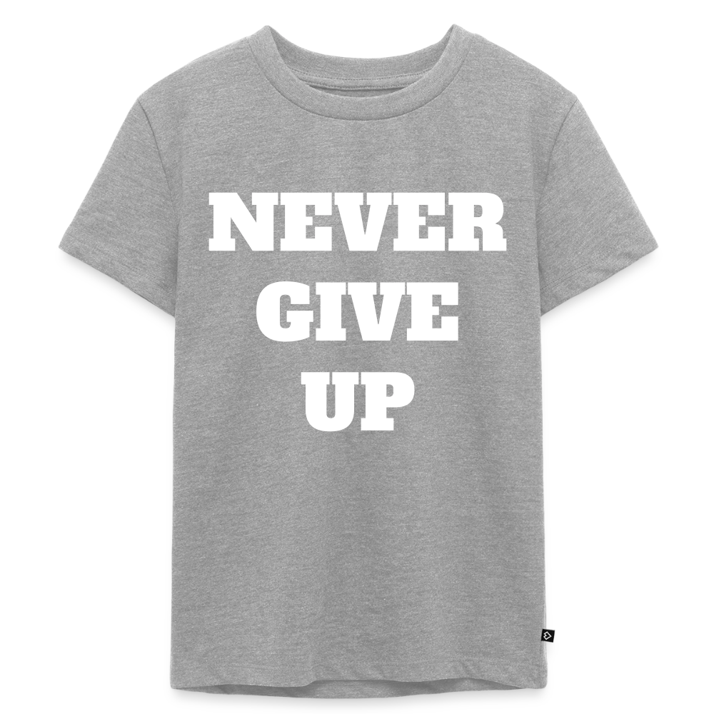 Never give up Premium Kinder T-Shirt - heather grey