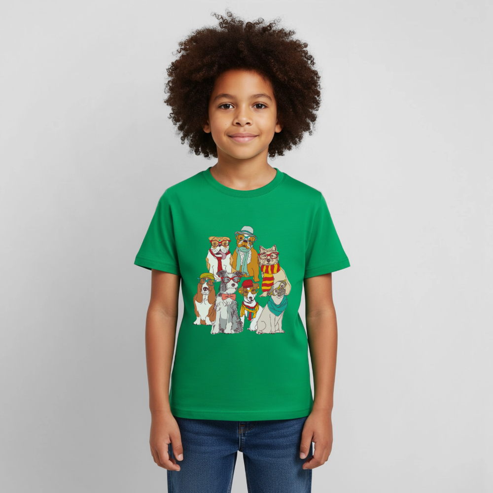 Hunde mit Brille Kinder T-Shirt - kelly green
