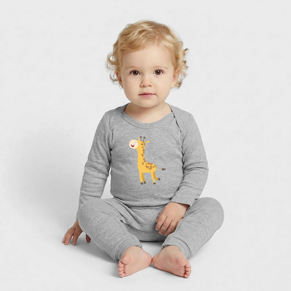 Giraffe Premium Baby Strampler - heather grey
