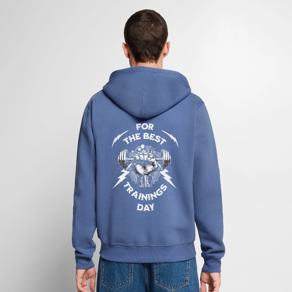 FOR THE BEST Premium Kapuzenjacke - stone blue