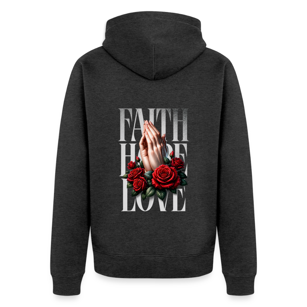 FAITH, HOPE, LOVE Premium Kapuzenjacke - heather anthracite