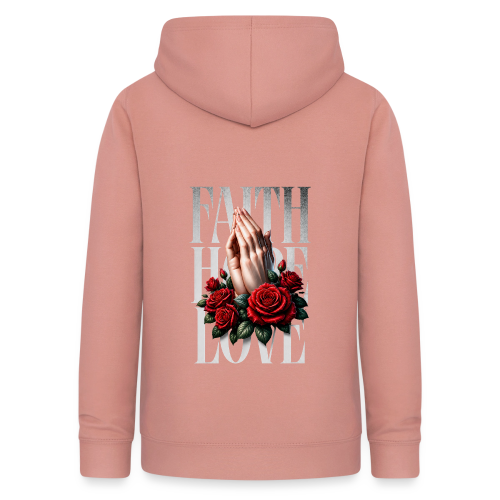 FAITH, HOPE, LOVE Hoodie - dusky rose