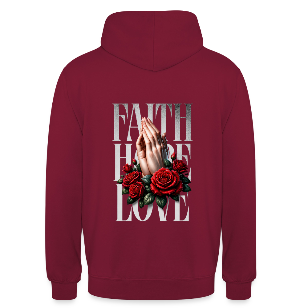 FAITH, HOPE, LOVE Hoodie - bordeaux