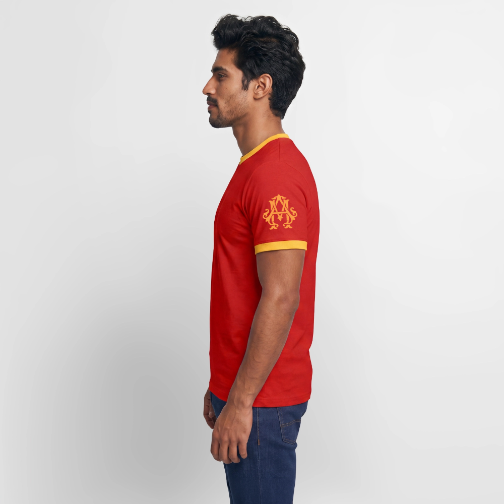 Fitness Man Kontrast T-Shirt - red/yellow 