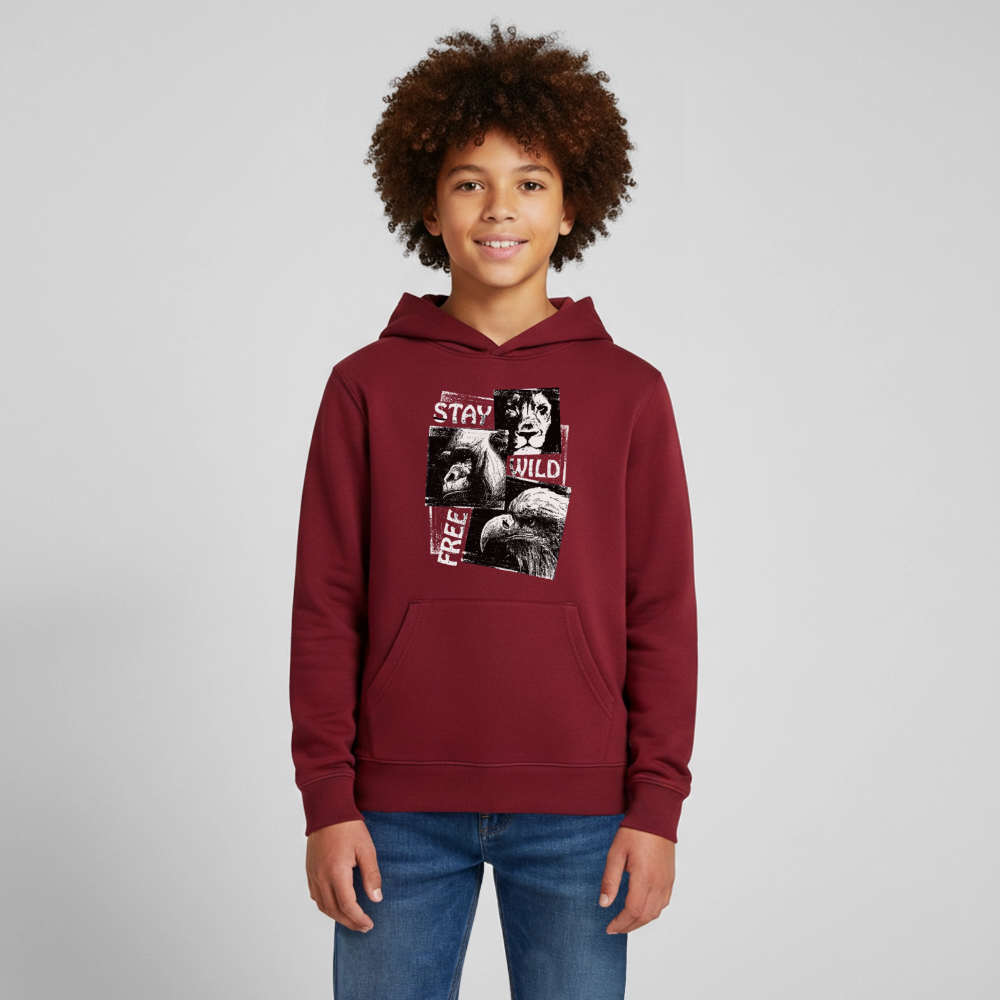 STAY WILD Premium Teenager Hoodie - burgundy