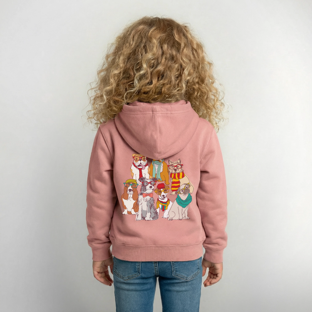 Hunde mit Brille Kinder Hoodie - dusky rose